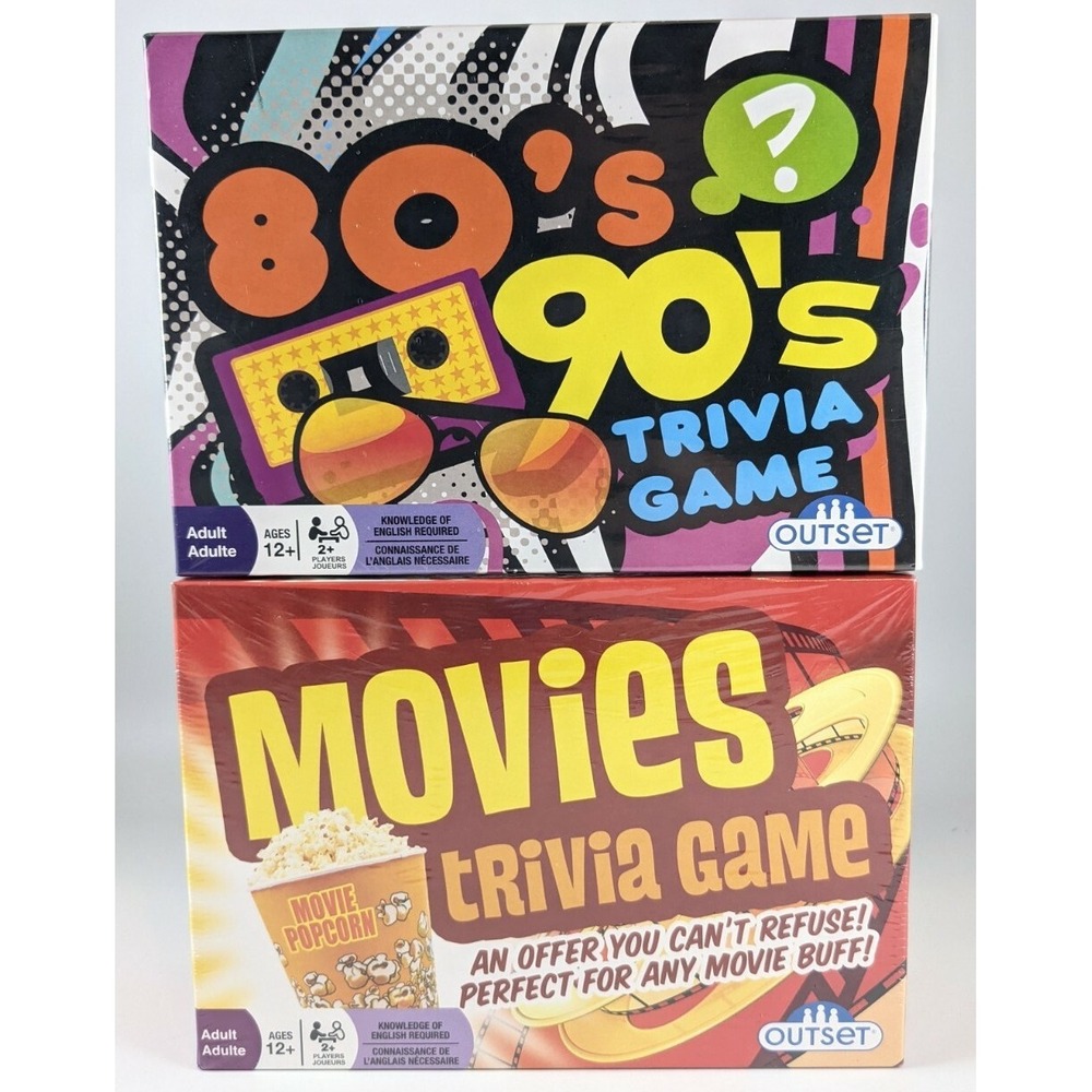 80's 90's & Movies Trivia Games - Adult Retro Party Game by Outset 2+ Players
